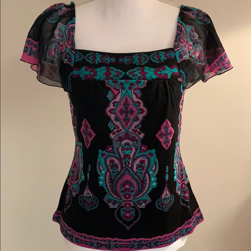INC International Concepts Blk Geo Print Top PP